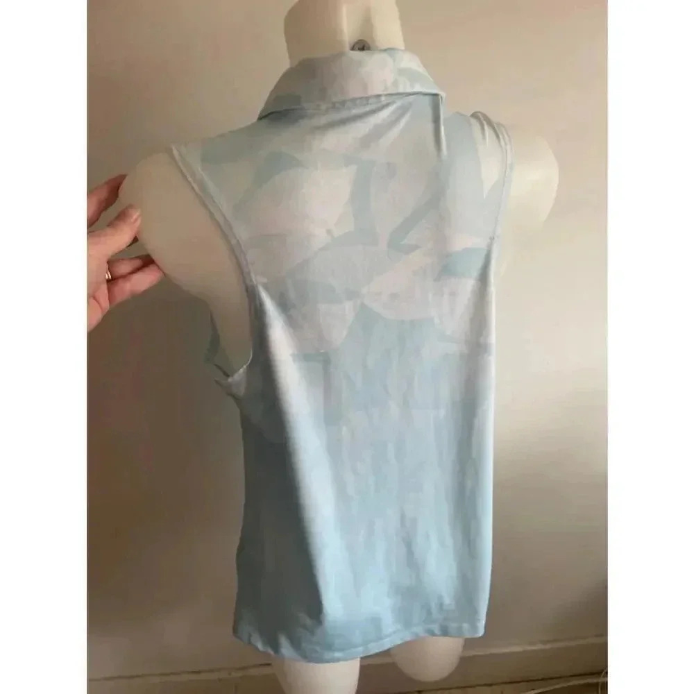 Women's‎ Nike Dri-Fit Standard Fit Sleeveless Polo Shirt - Light Blue - M - Picture 4 of 8